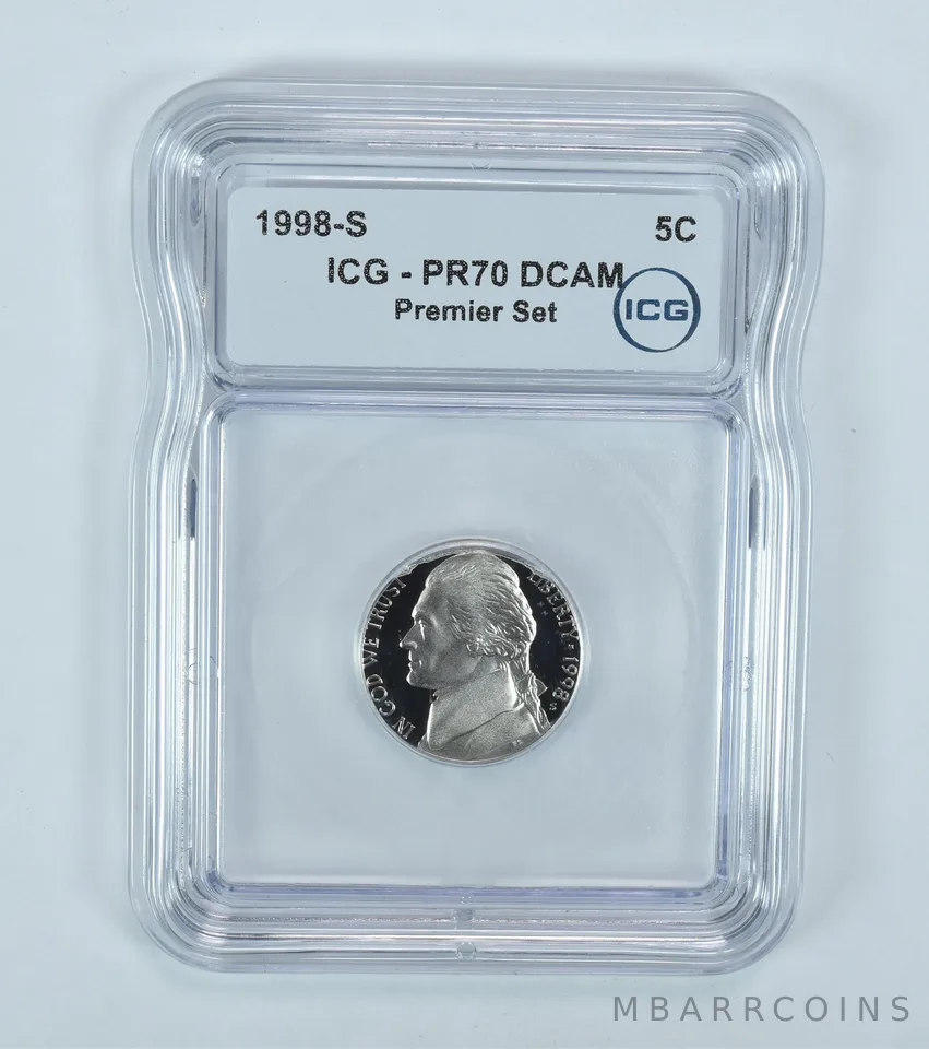 1998-S Jefferson Nickel Premier Set PR70 DCAM ICG