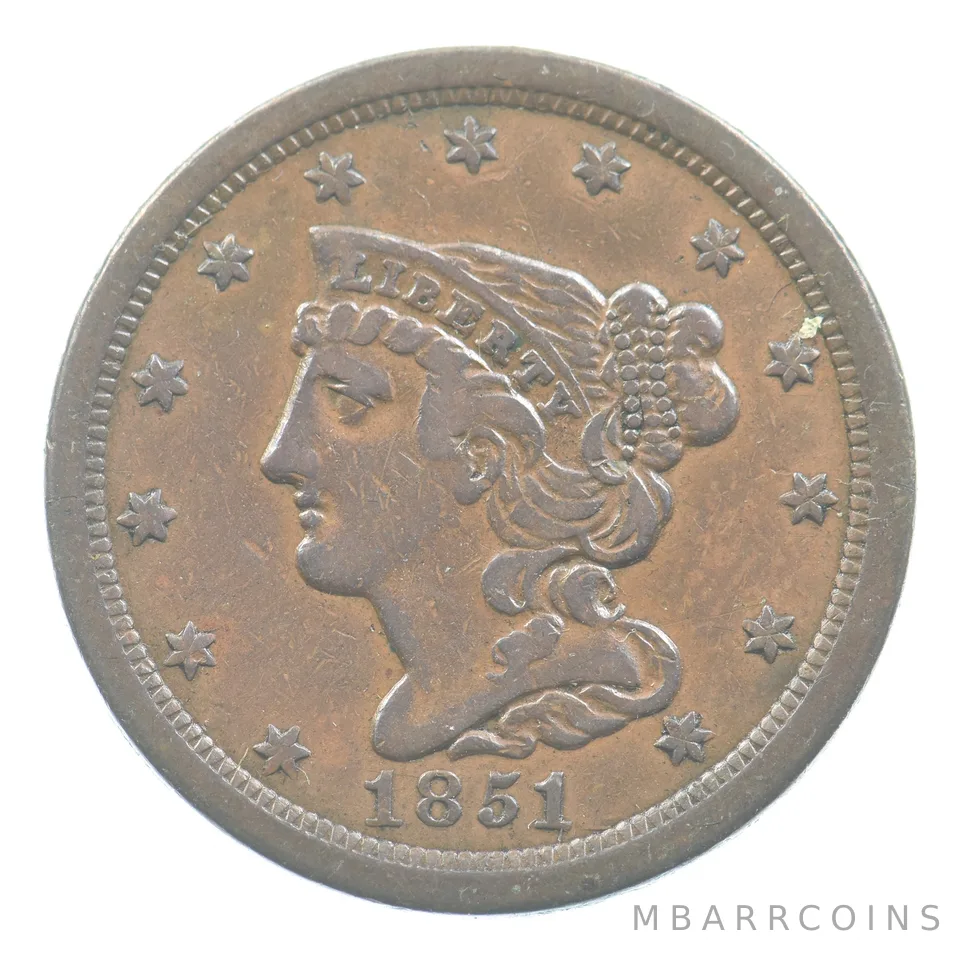 1851 Braided Hair Half Cent *0051