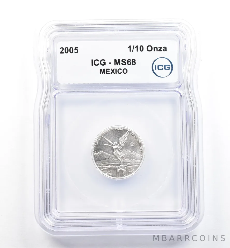 2005 Mo Mexico 1/10 Onza Silver Libertad MS68 ICG *0128