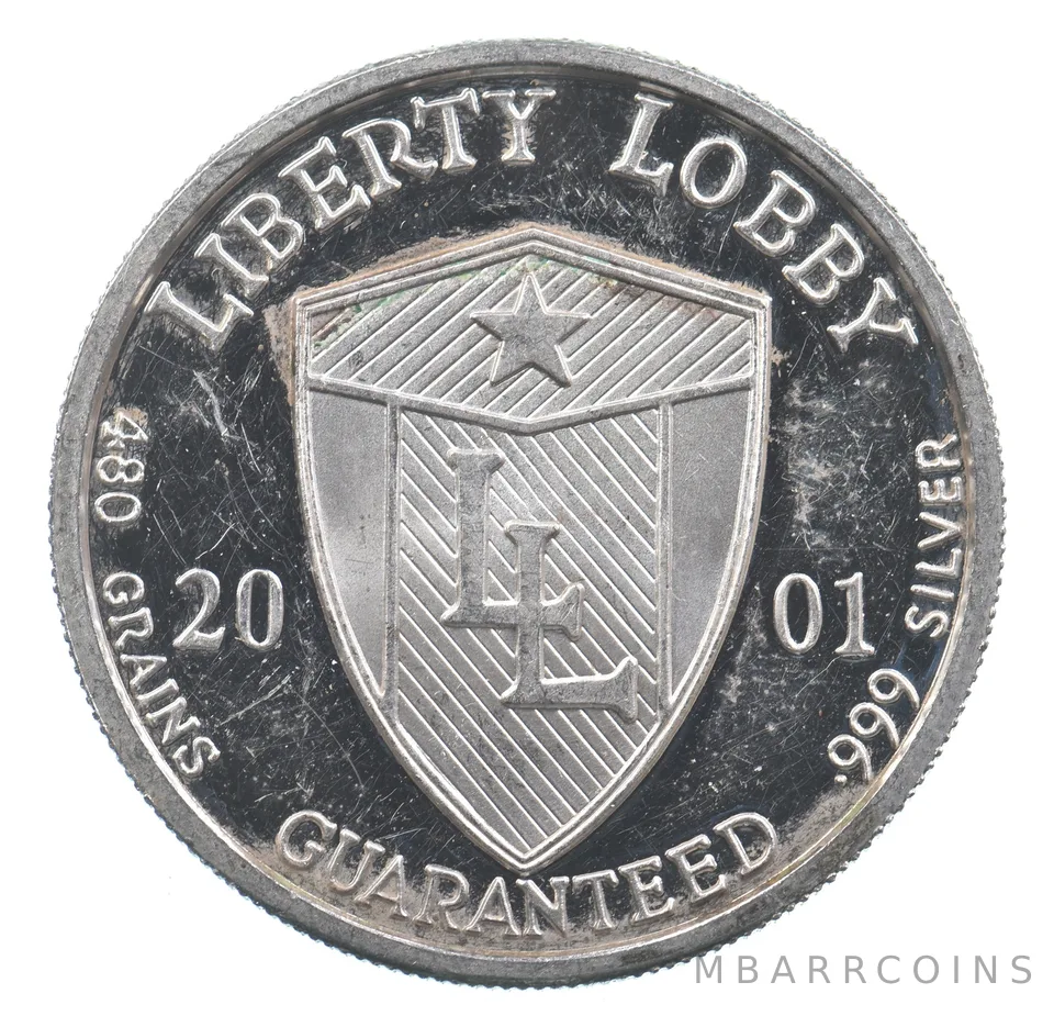 VINTAGE Art Bar/Round Liberty Lobby Sovereignty Jefferson Silver 1 T Oz *210