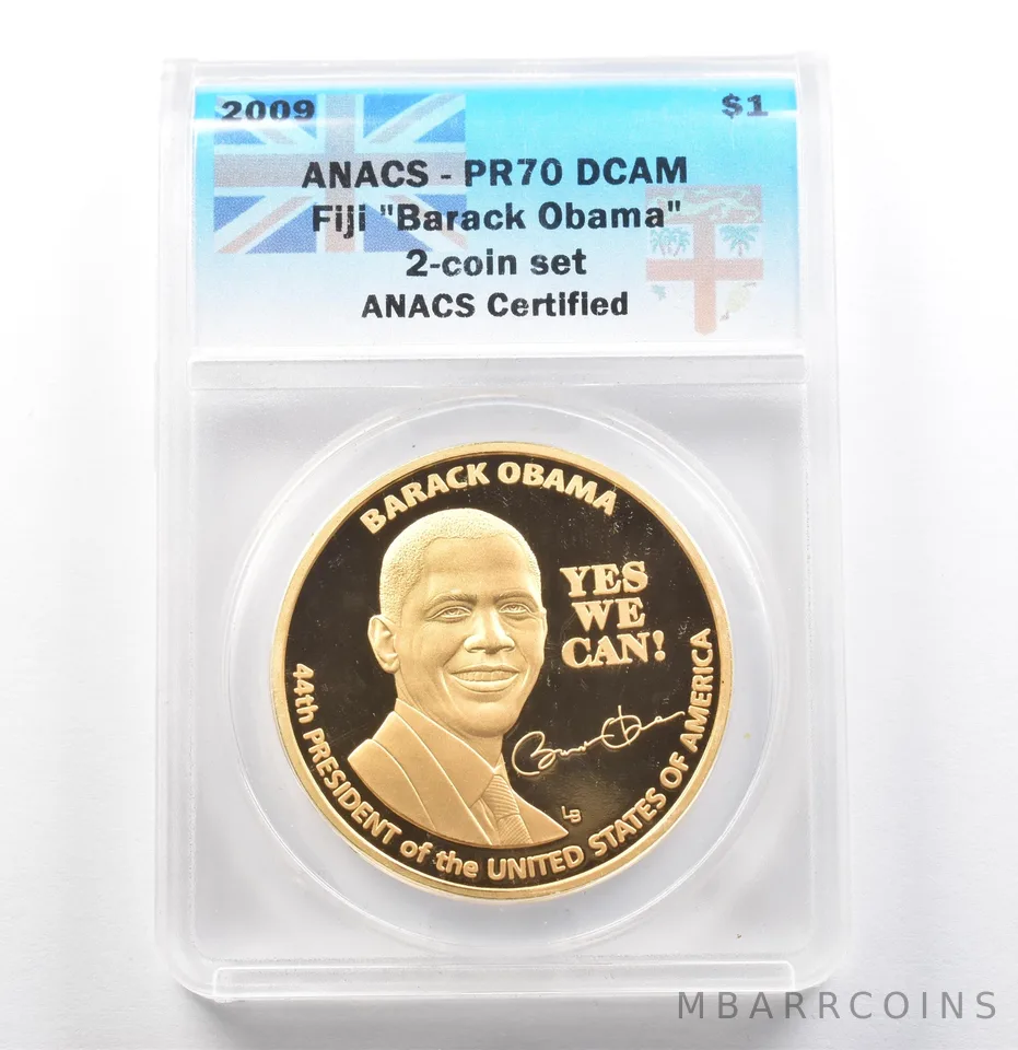 2009 Fiji 1 Dollar Barack Obama PR70 DCAM ANACS *9962