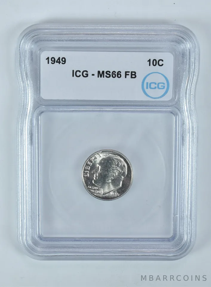 1949 Roosevelt Dime MS66 FB ICG