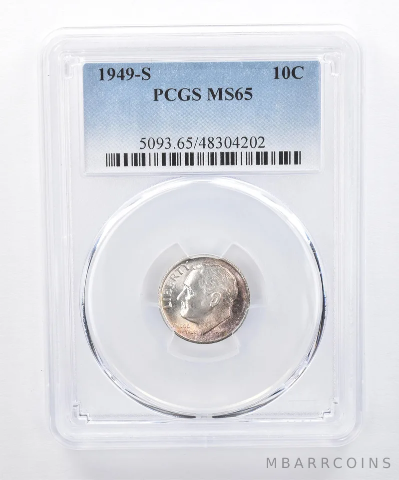 1949-S Roosevelt Dime MS65 PCGS Beautiful Tone *8380