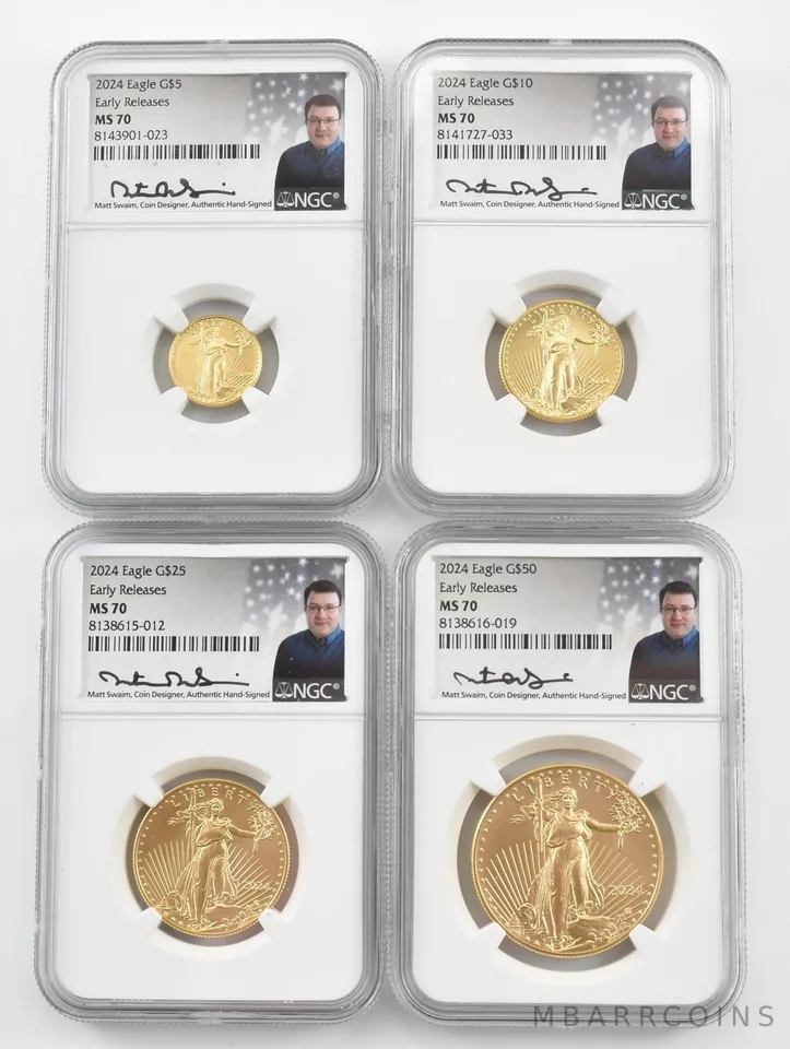 2024 Set 1 Oz American Gold Eagle Matt Swaim ER MS70 NGC *9425