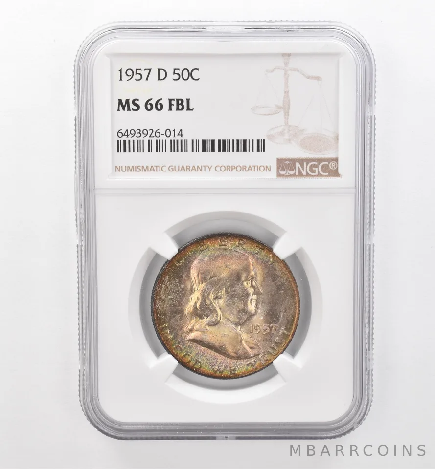 1957-D Franklin Half Dollar MS66 FBL NGC Beautiful Tone *1844