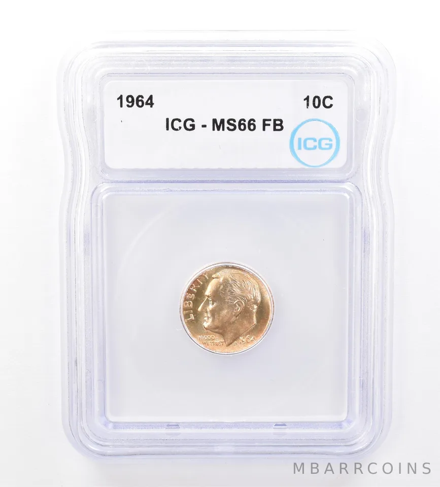 1964 Roosevelt Dime MS66 FB ICG Beautiful Tone *1601