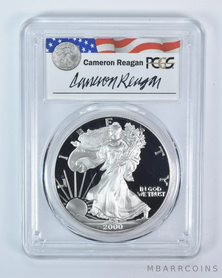 2000-P American Silver Eagle Cameron Reagan Signed PR69 DCAM PCGS