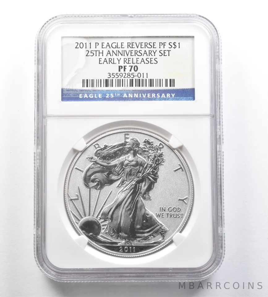 2011-P American Silver Eagle 25th Anniversary Set ER Reverse PF70 NGC a7208