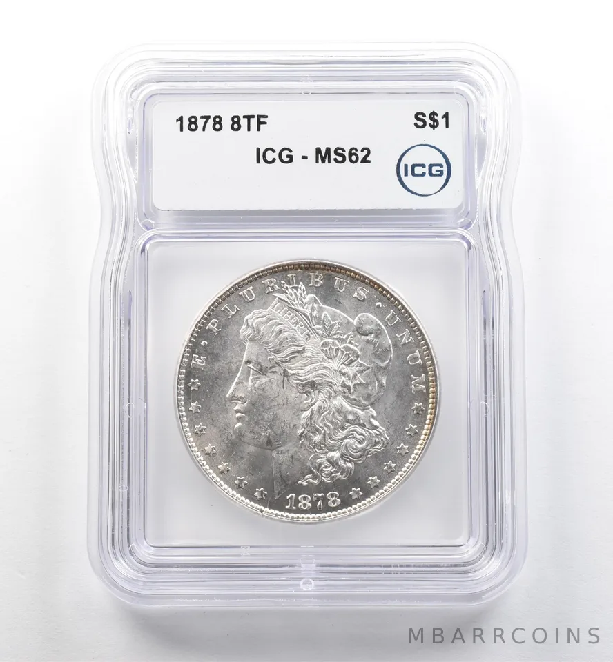 1878 8TF Morgan Silver Dollar MS62 ICG *7479