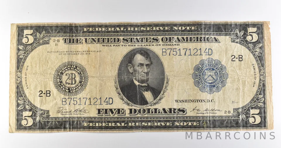 1914 $5 New York NY FRN Large Note Blue Seal *3661
