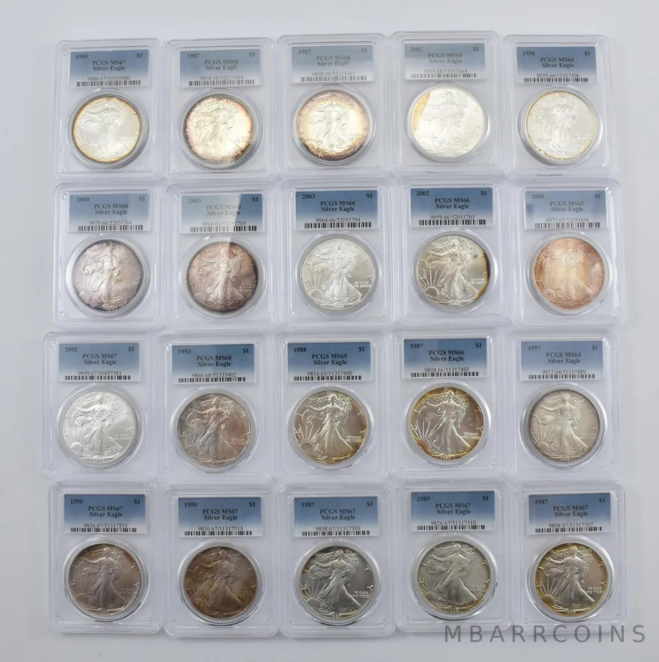 Lot (20) Nice Tone American Silver Eagle PCGS Holder *2897