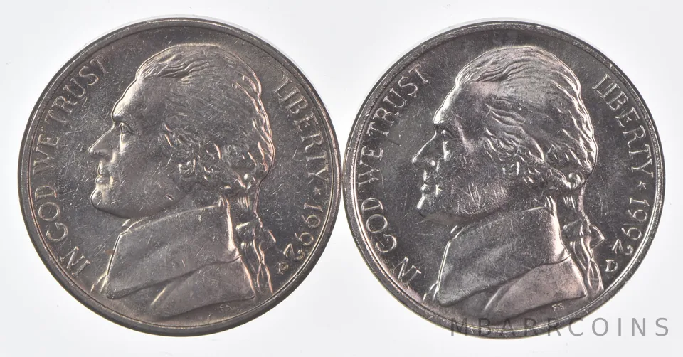 (Set) 1992 P+D Jefferson Nickel Unc Bundle
