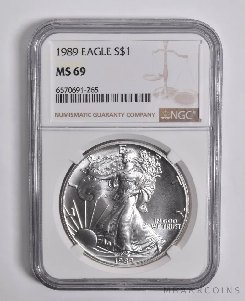1989 American Silver Eagle MS69 NGC Brown Label