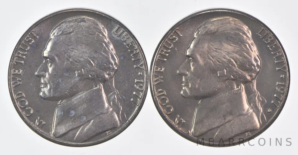 (Set) 1977 P+D Jefferson Nickel Unc Bundle