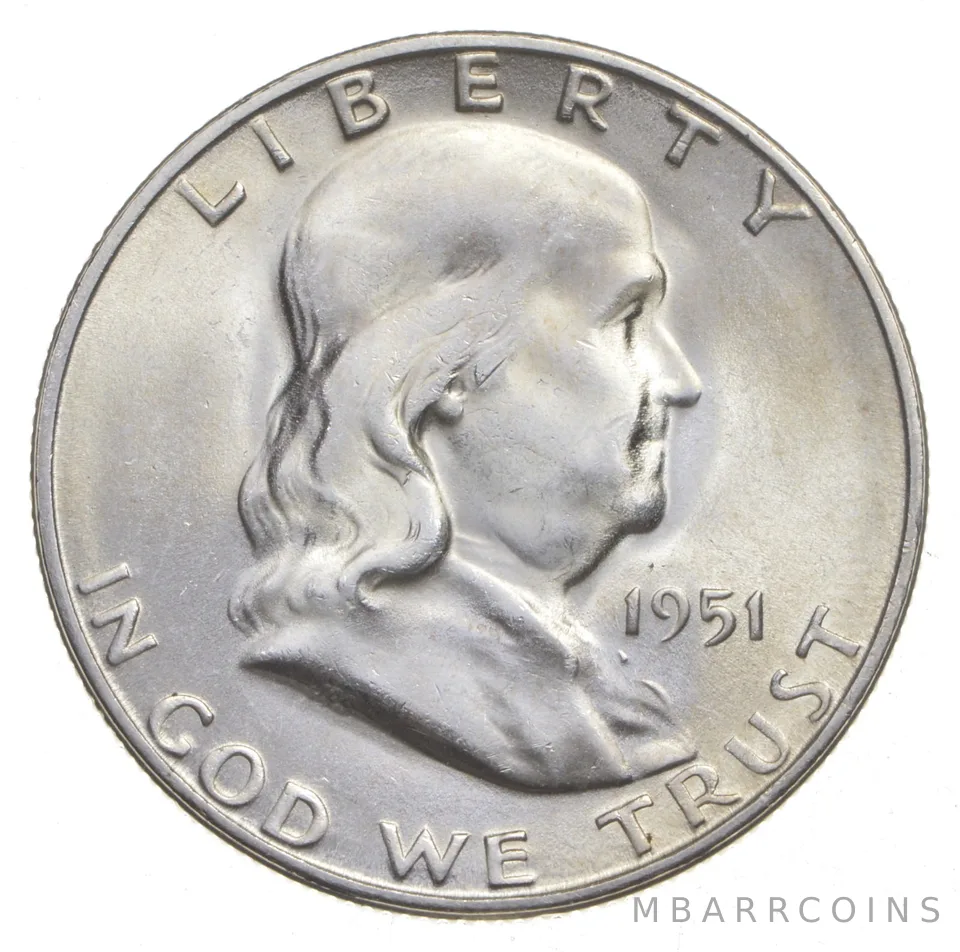 Choice Unc 1951-S Franklin Half Dollar Gem BU From Original Roll