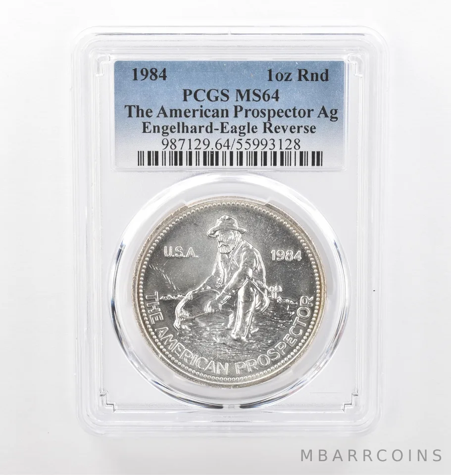 1984 Engelhard Prospector 1 Oz Silver Eagle Reverse MS64 PCGS Nice Tone *2186