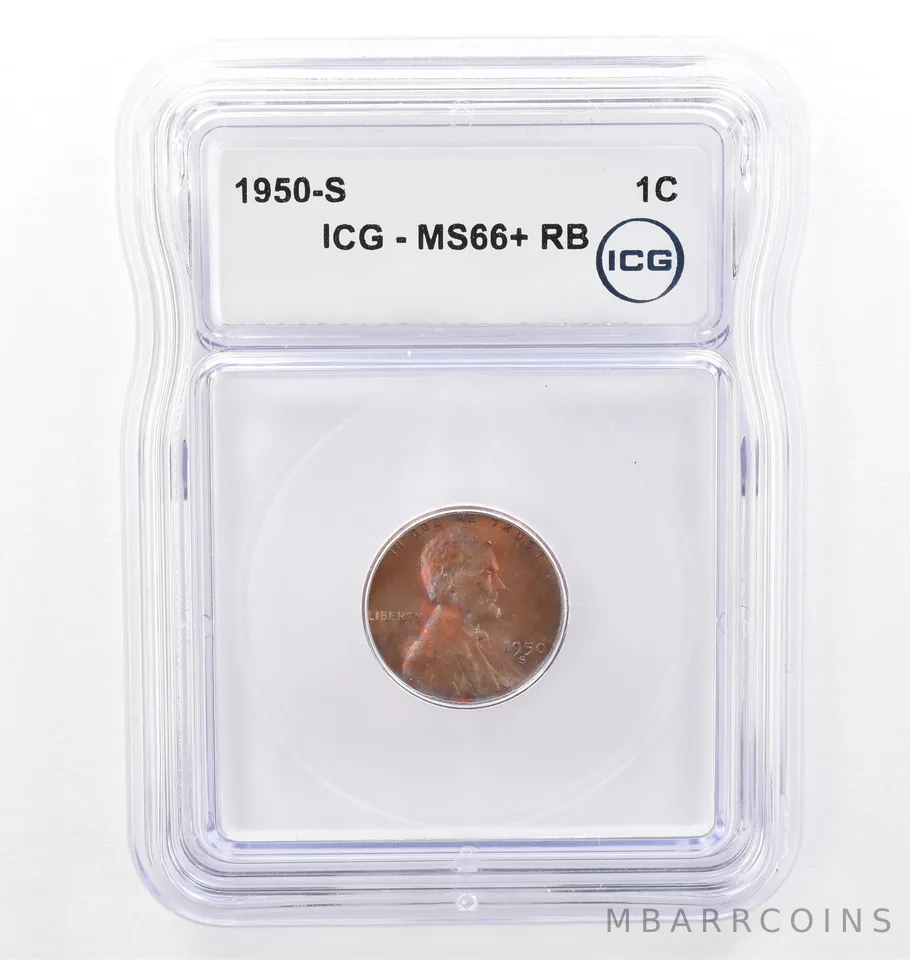 1950-S Lincoln Wheat Cent MS66+ RB ICG Beautiful Tone *7707