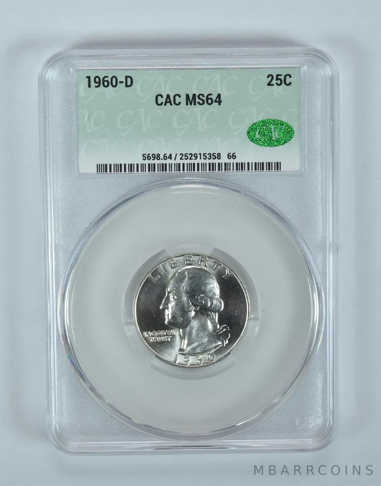 1960-D Washington Quarter MS64 CAC CACg
