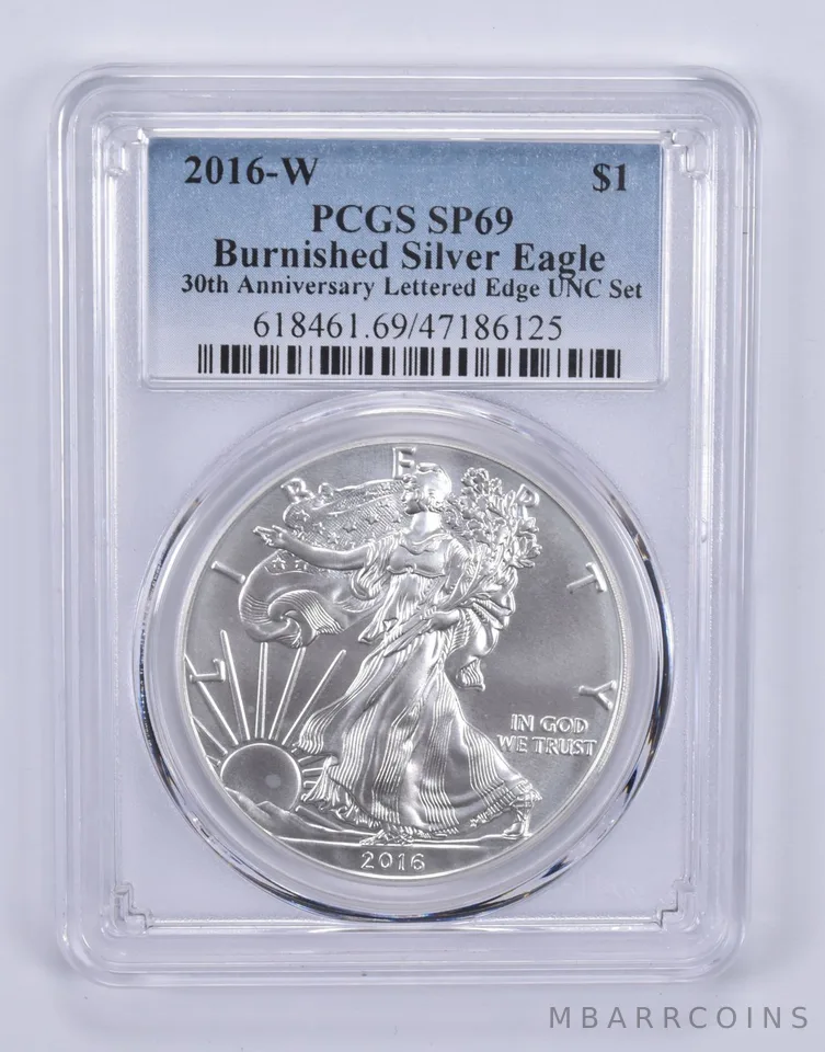 2016-W Burnished Silver Eagle Annual Set SP69 PCGS Blue Label