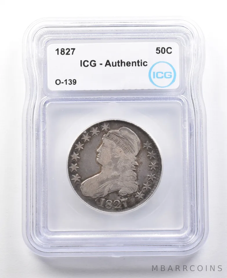 1827 Capped Bust Half Dollar O-139 Authentic ICG *3044