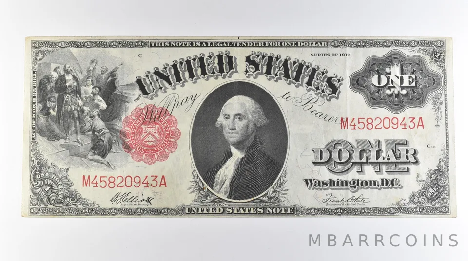 1917 $1 Legal Tender Large Note Red Seal Mule FR#38 *0658