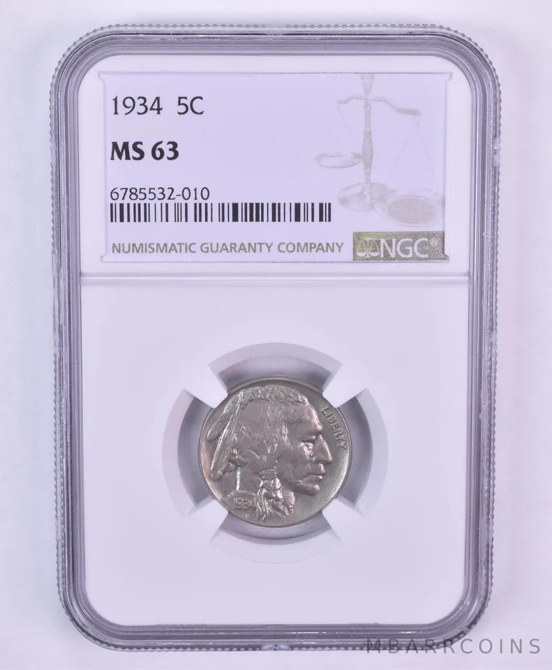 1934 Indian Head Buffalo Nickel MS63 NGC *2298