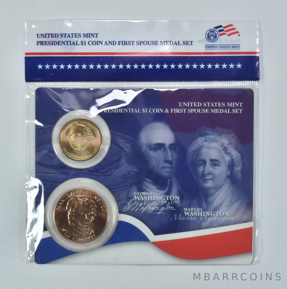 2007 Presidential $1 & First Spouse Medal Set - George & Martha Washington