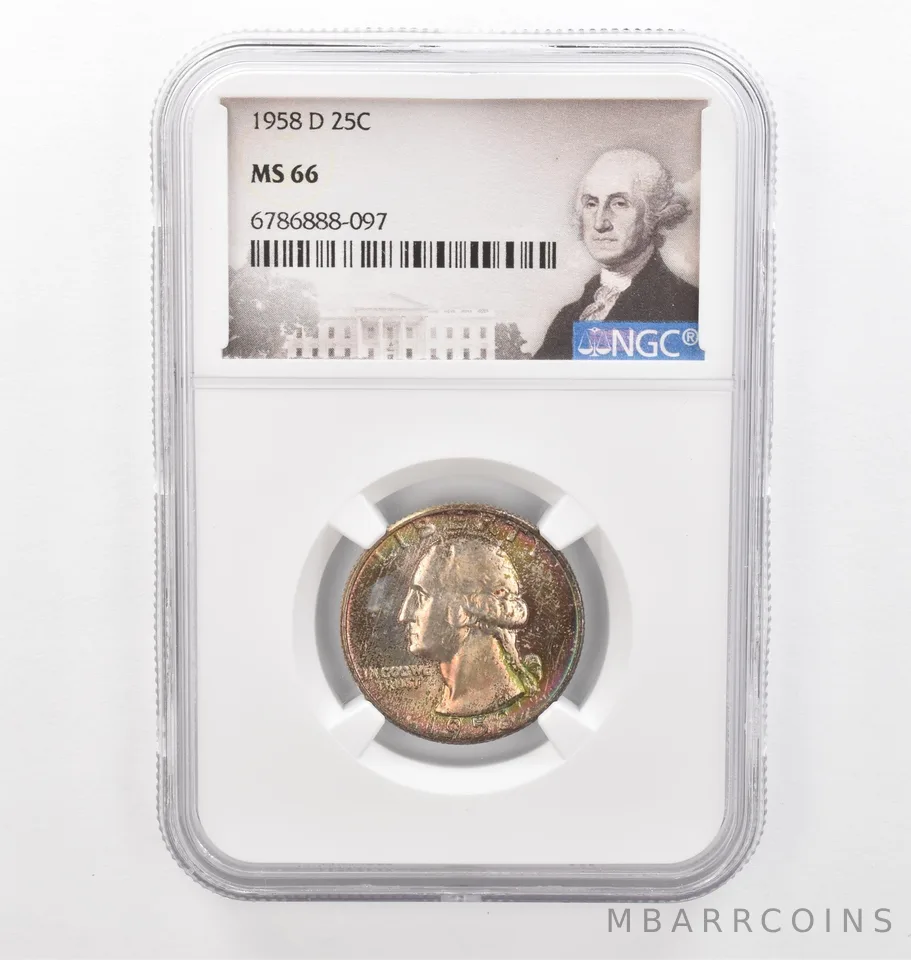 1958-D Washington Quarter MS66 NGC Beautiful Tone *2301