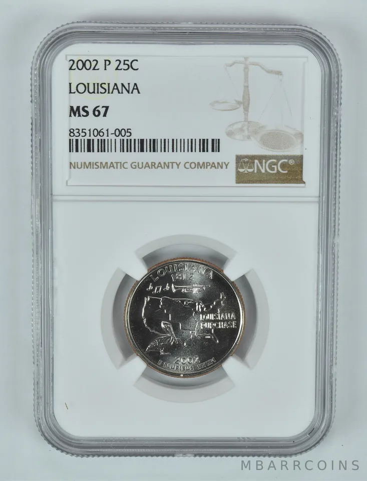 2002-P Washington State Quarter Louisiana MS67 NGC Brown Label