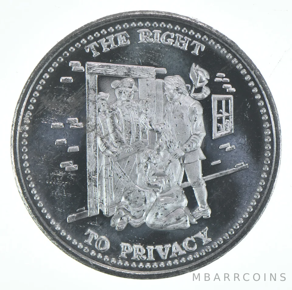 1 Oz Silver Art Round Right To Privacy Johnson Matthey