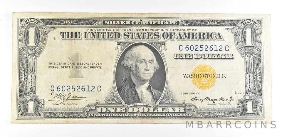 1935 A $1 Silver Certificate North Africa Yellow Seal Fr#2309 WWII *9367