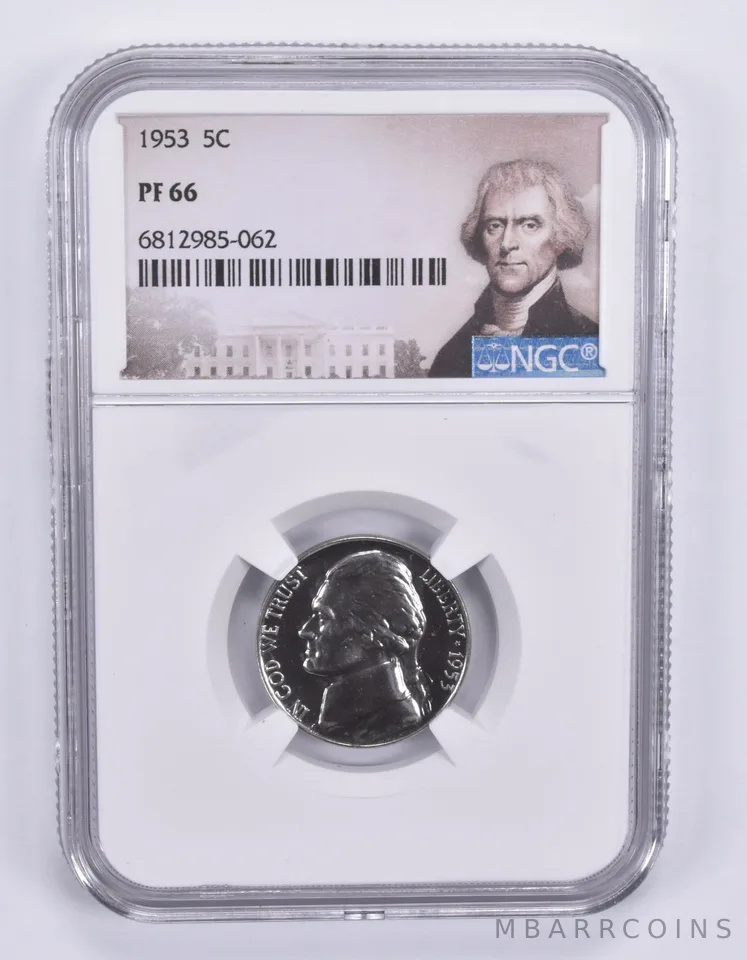 1953 Jefferson Nickel PF66 NGC Special Label