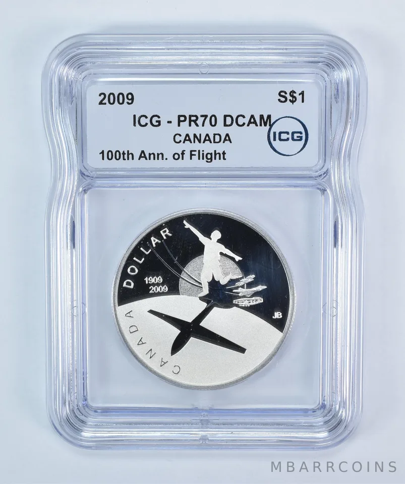 2009 Canada 1 Dollar Silver Flight 100th Anniversary PR70 DCAM ICG
