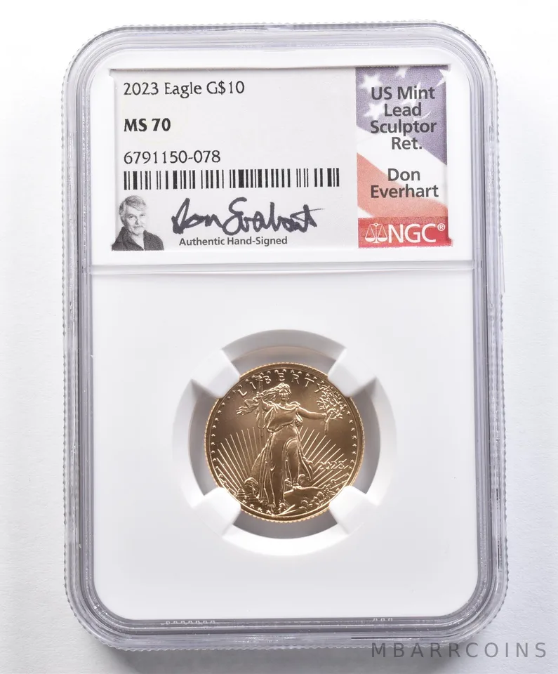 2023 $10 American Gold Eagle Don Everhart 1/4 Oz Gold MS70 NGC *1614