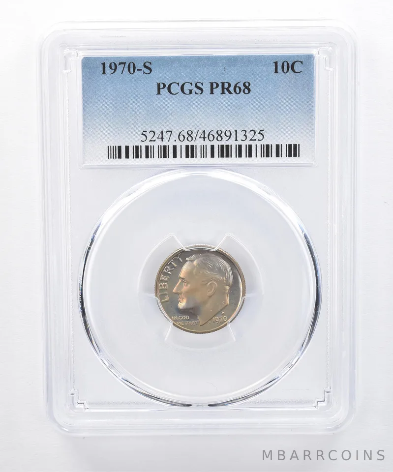 1970-S Roosevelt Dime PR68 PCGS Beautiful Tone *8334