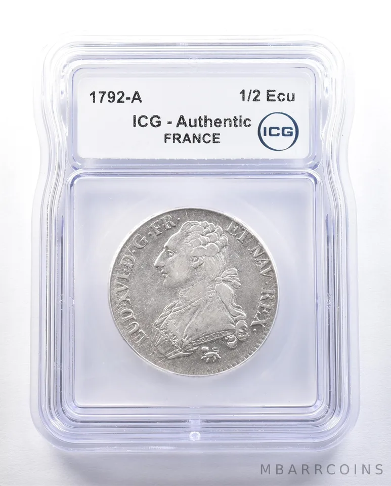 1792 A France 1/2 Ecu Authentic ICG *3921