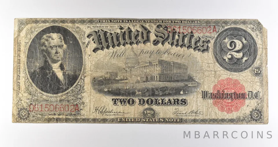 1917 $2 Legal Tender Red Seal Large Note Fr#60 *4603