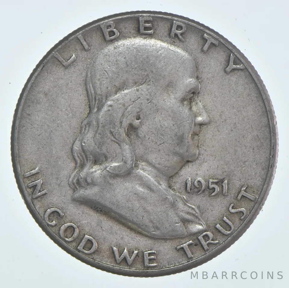 1951 (P) Franklin Half Dollar Circulated 90% Silver (1pc)