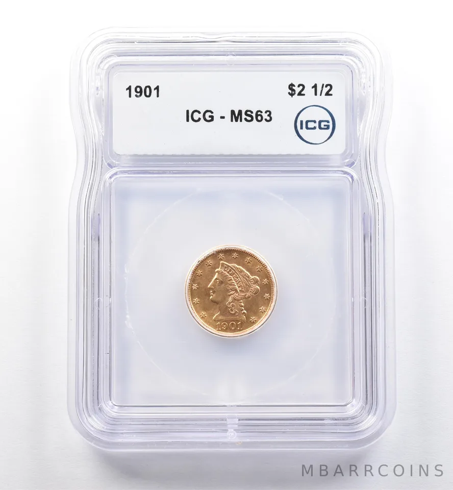 1901 $2.50 Liberty Head Gold Quarter Eagle MS63 ICG *0287