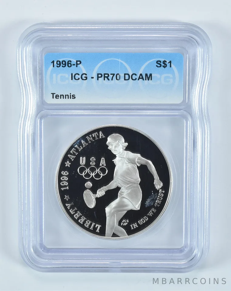 1996-P Olympic Tennis Commemorative Silver Dollar PR70 DCAM ICG