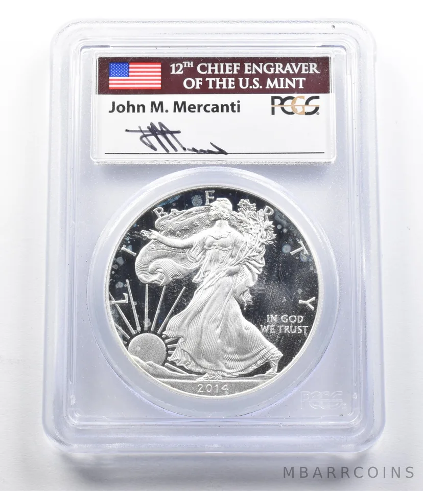PR70 DCam 2014-W American Silver Eagle Mercanti Signed PCGS a5916