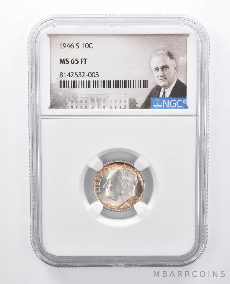 1946-S Roosevelt Dime MS65 FT NGC Peripheral Tone *7965