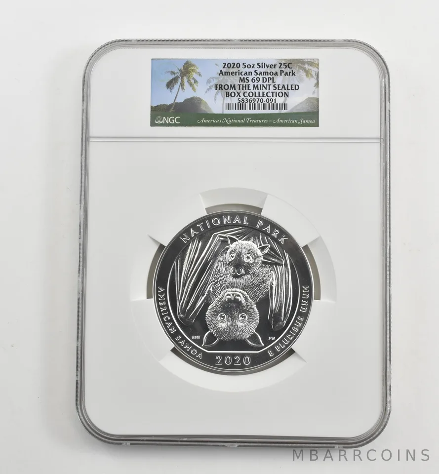 2020 5 Oz Silver Quarter ATB American Samoa MS69 DPL NGC *1643