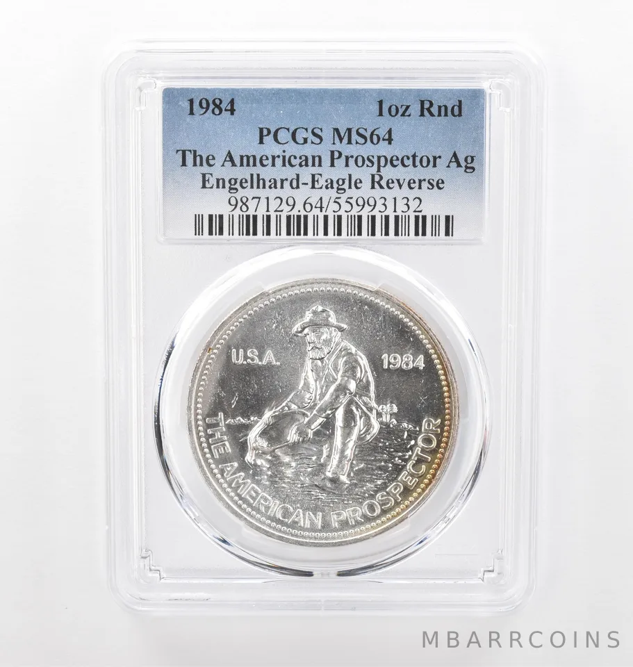 1984 Engelhard Prospector 1 Oz Silver Eagle Reverse MS64 PCGS Nice Tone a2185