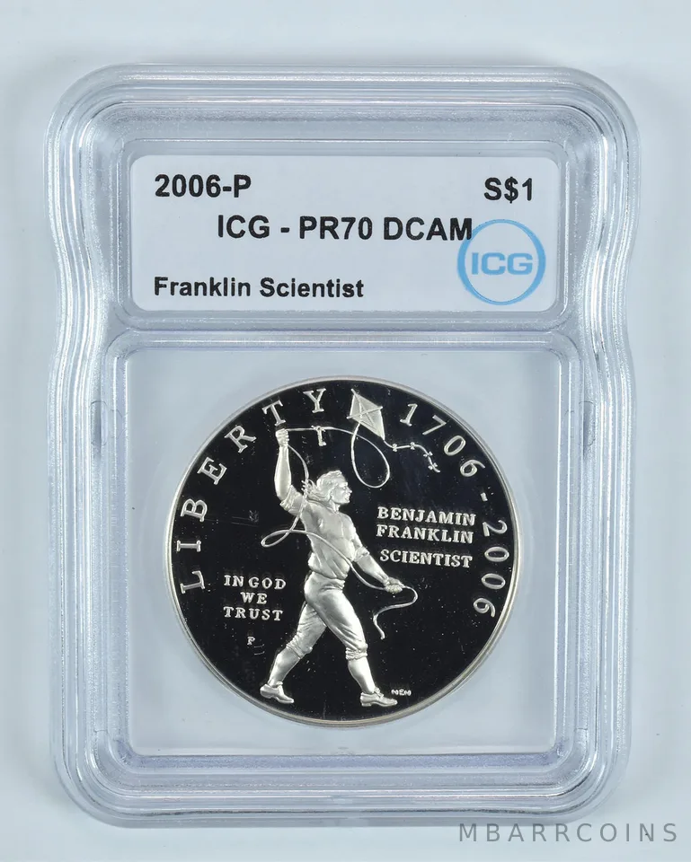 2006-P Franklin Scientist Commemorative Silver Dollar PR70 DCAM ICG