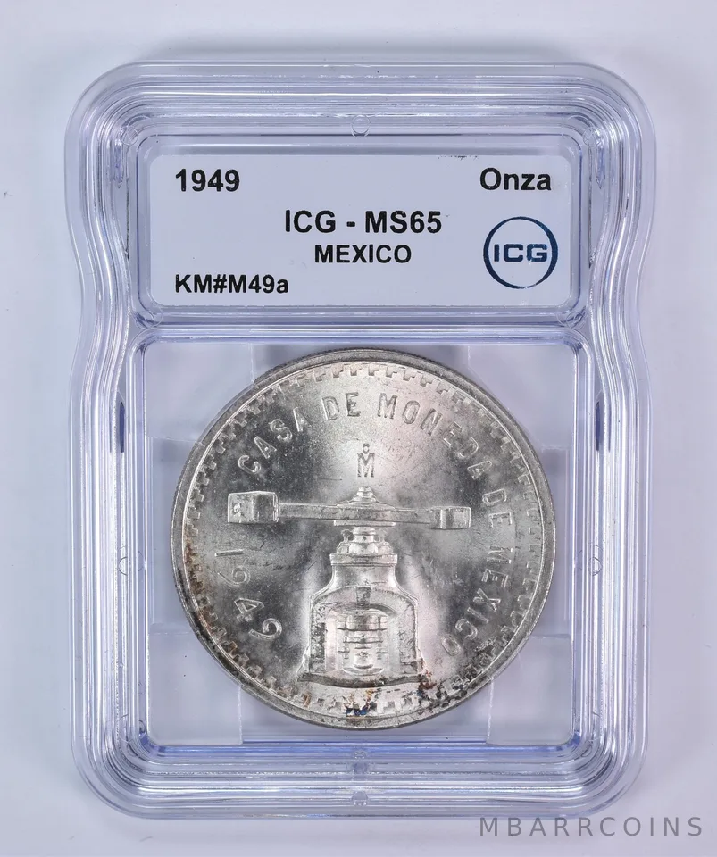 1949 Mo Mexico 1 Onza Silver KM#M49a MS65 ICG