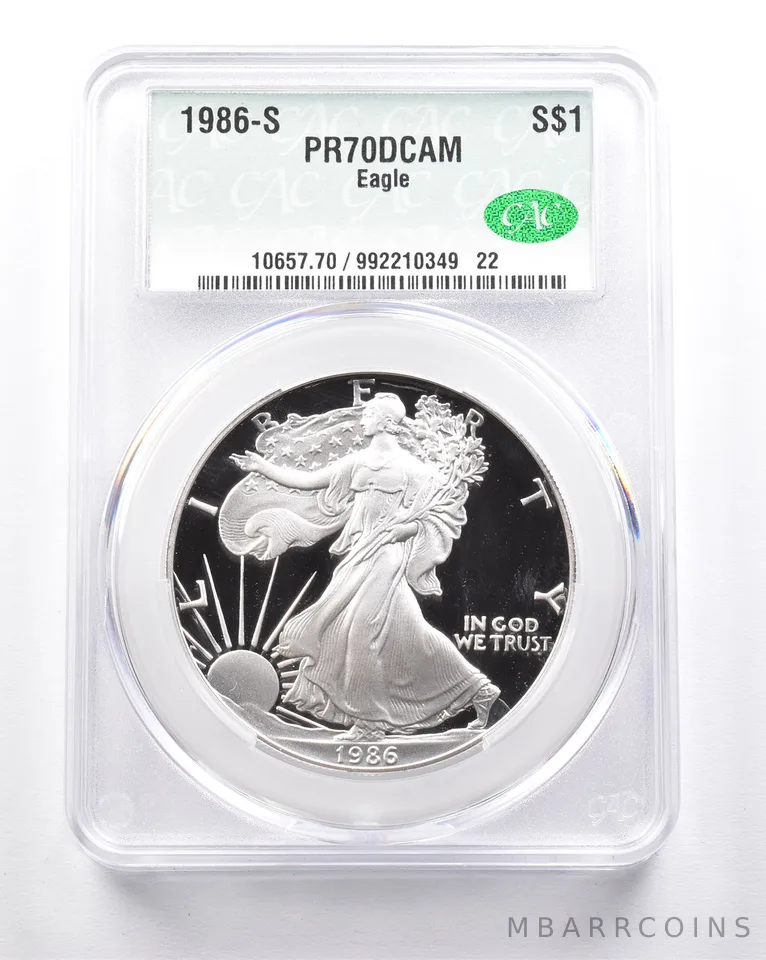 PR70 DCAM 1986-S American Silver Eagle CAC CACG *6297