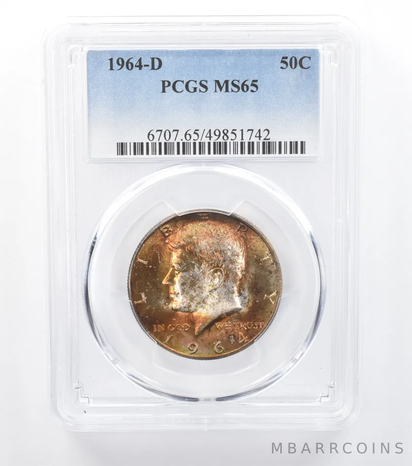 1964-D Kennedy Half Dollar MS65 PCGS Beautiful Orange Tone *7785