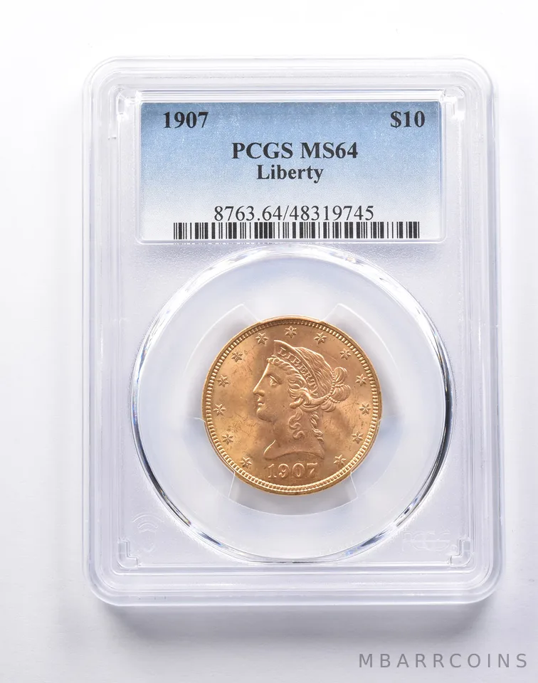 MS64 1907 $10 Liberty Head Gold Eagle PCGS a1482