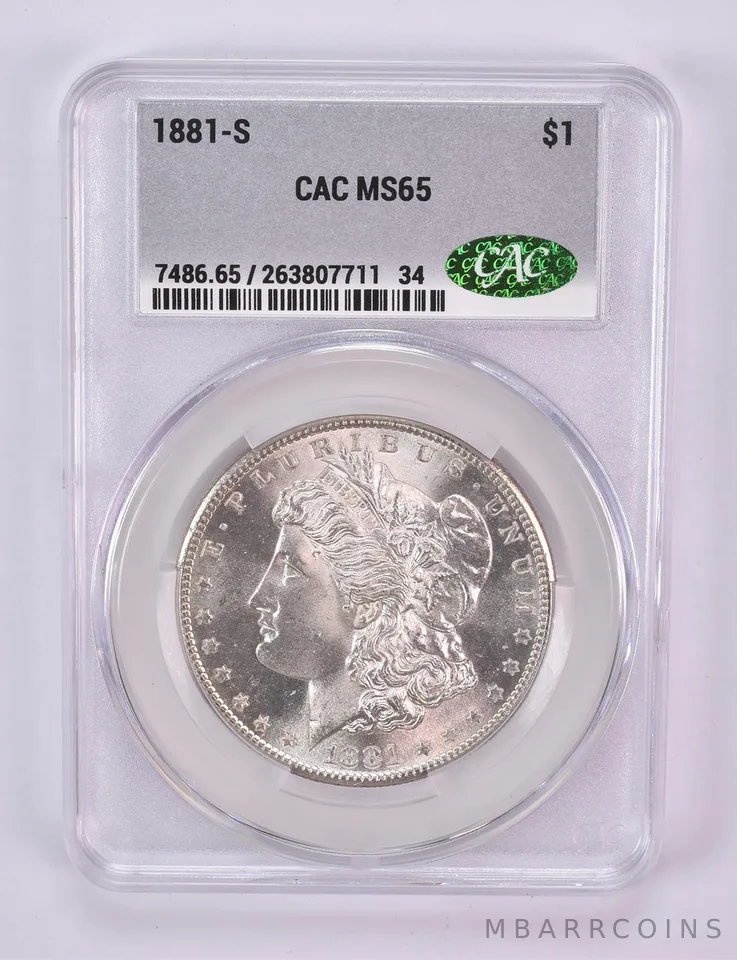 1881-S Morgan Silver Dollar MS65 CAC CACg